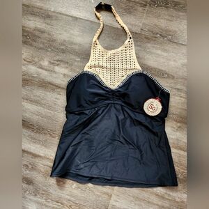 Crochet and black swim top xl